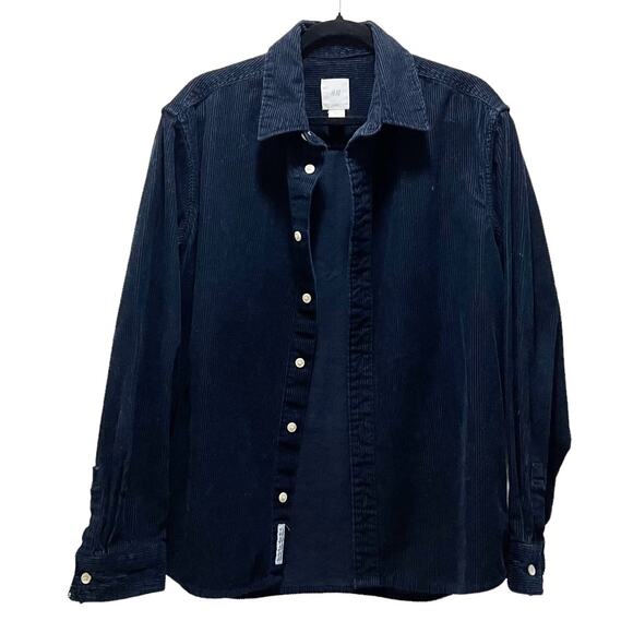 H&M Blue Corduroy Button Front Shacket Shirt Jacket Size Medium Unisex Fit - Picture 1 of 7